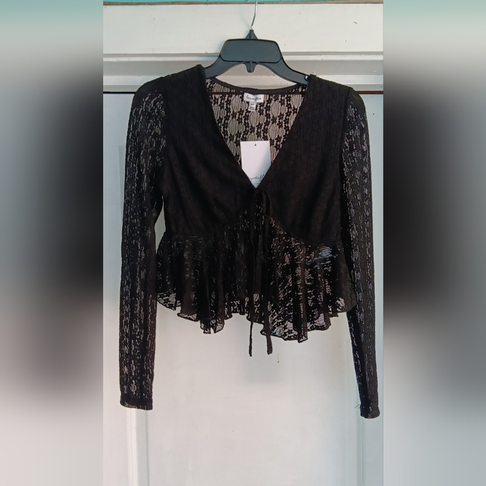 NWT Lover Fire Black Lace Crop Tank